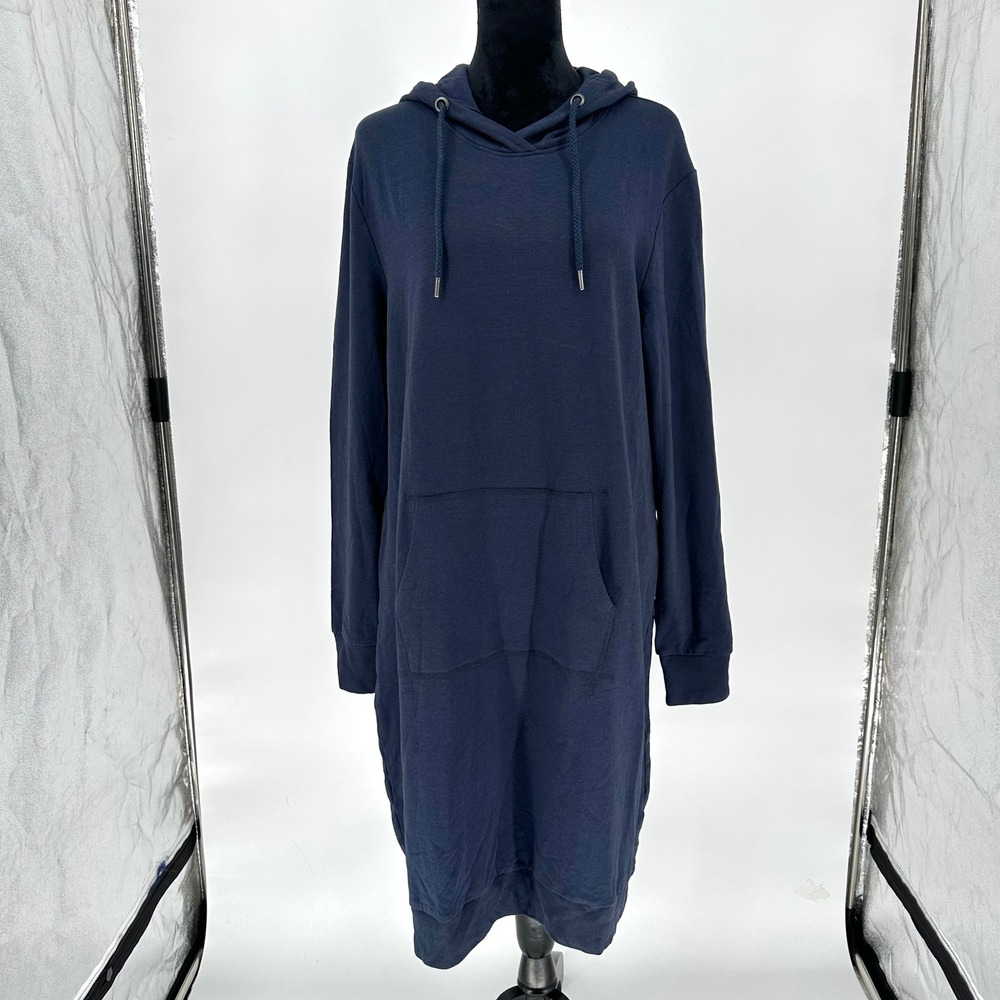 NEW Serra Blue Sweatshirt Dress Hoodie Pockets Fleece Lined XL